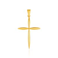 14k Yellow Gold Rounded and Pointed Cross Pendant 