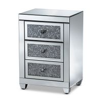 Baxton Studio Ralston Contemporary Glam and Luxe Mirrored 3-Drawer End Table - Silver