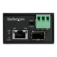 StarTech.com PoE+ Industrial Fiber to Ethernet Media Converter 30W  SFP to RJ45  Singlemode/Multimode Fiber Optic to Copper Gigabit Ethernet  Mini/Compact Size  IP-30/ -40 to +75C  1Gbps - Mini Media Converter (IMC1GSFP30W) - fiber media converter - 10Mb LAN  100Mb LAN  GigE