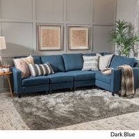 Christopher Knight Home Carolina Dark Blue Fabric Sectional Sofa