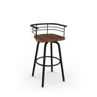 Carbon Loft Cantrell Swivel Metal Counter Stool with Distressed Wood Seat - Black Metal / Brown Wood