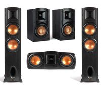 Klipsch 2x Synergy Black Label F-300 Floorstanding Speaker with Dual 8" Woofers Bundle with C-200 Center Channel Speaker, B-200 Bookshelf Speaker