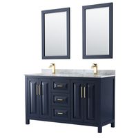 Daria 60-inch Double Vanity, Marble Top, 24-inch Mirrors - Dark Blue