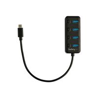 StarTech.com 4 Port USB C Hub  USB-C to 4x USB 3.0 Type-A Ports with Individual On/Off Port Switches  SuperSpeed 5Gbps USB 3.1/3.2 Gen 1  USB Bus Powered  Portable  10" Attached Cable - Windows/macOS/Linux (HB30C4AIB) - hub - 4 ports