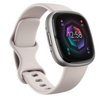 Fitbit Sense 2 Advanced Health and Fitness GPS Smartwatch, Lunar White/Platinum Aluminum