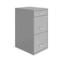 Space Solutions 18" Deep 3 Drawer Metal File Cabinet, Arctic Silver - Silver - Letter