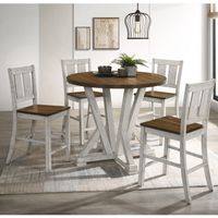 Theile Rustic Wood 5-Piece Counter Height Dining Set by Furniture of America - Light Oak