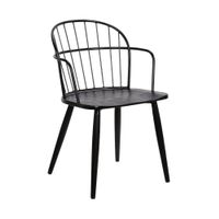 Bradley Modern Farmhouse Wood and Metal Dining Chair - Black