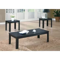 Table Set/ 3pcs Set/ Coffee/ End/ Side/ Accent/ Living Room/ Laminate/ Black/ Transitional