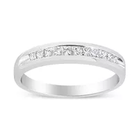 18K White Gold 1/4 Cttw Channel Set Princess-cut Diamond Classic 11 Stone Band Ring (E-F Color, I1-I2 Clarity) - Choice of size