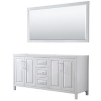 Daria 72-inch Double Vanity in White, No Top, 70-inch Mirror