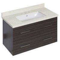 36-in. W Wall Mount Dawn Grey Vanity Set For 3H8-in. Drilling Beige Top White UM Sink