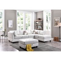 Malone L-shaped Reversible Faux Leather Sectional Sofa - White