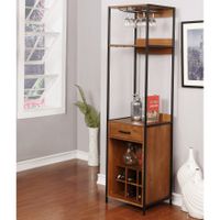 Soby Contemporary Metal 6-bottle Wine Rack with Shelves by Furniture of America - Natural