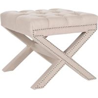 Safavieh Patrice Ottoman, Taupe with Silver Nail Heads
