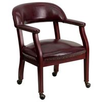 Vinyl Luxurious Conference Chair with Casters - Burgundy