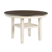 Howth Round Wood Dining Table - Antique White/Brown