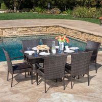 Outdoor Delani 7-piece Wicker Dining Set by Christopher Knight Home - Brown