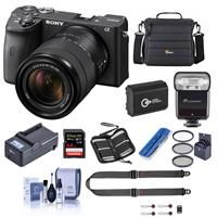 Sony Alpha a6600 Mirrorless Digital Camera with 18-135mm Lens - Bundle With Camera Case, 64GB SDXC Memory Card, Spare Battery, Zoom-Mini TTL R2 Flash, Compact Charger, Peak SlideLITE Strap, And More