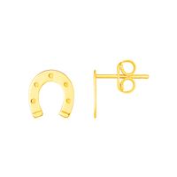 14K Yellow Gold Horseshoe Earrings