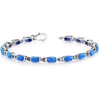 Oravo 4.75ct Created Blue Opal Sterling Silver Tennis Bracelet - 4.75 ct Created Blue Opal