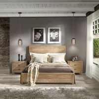 Grain Wood Furniture - Montauk Queen Solid Wood Panel Bed - Queen Size - Driftwood Finish