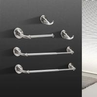 Multifunctional 304 Stainless Steel Retractable Bathroom Hanger - Silver - Brushed