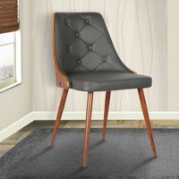 Armen Living Lily Walnut/Black Faux Leather Mid-century Dining Chair - Grey