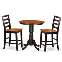 Black Rubberwood 2-stool 3-piece Counter-height Pub Table Kitchen Set - Wooden