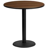 42'' Round Laminate Table Top with 24'' Round Bar Height Table Base - Walnut