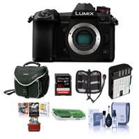 Panasonic Lumix G9 Mirrorless Camera Body, Black - Bundle With 32GB SDHC U3 Card, Spare Battery, Camera Case, Cleaning Kit, Memory Wallet, Card Reader, Mac Software Package