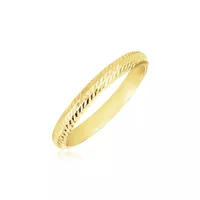 14k Yellow Gold Textured Comfort Fit Wed...