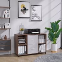 Mobile Filing Cabinet with 2 Drawers and 4 Open Storage Shelves - Light Grey