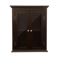 Glitzhome 24"H Wall Storage Cabinet with Double Doors - Black - Espresso Finish
