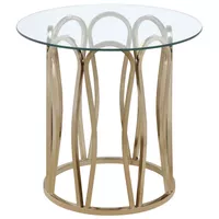 Monett Round End Table Chocolate Chrome and Clear