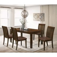 San Gabriel Transitional Walnut 5-Piece Dining Table Set by Furniture of America - Walnut
