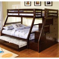 Furniture of America Moru Dark Walnut Twin-over-Full Bunk Bed - Dark Walnut