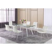 Somette Contemporary Dining Set with Extendable Glass Table - 7-Piece Set