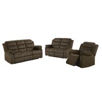 2 Piece Velvet Reclining Sofa Set in Olive Brown - Oliver Brown - 3 Piece