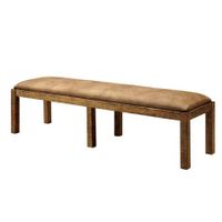 Furniture of America Sail Traditional Pine Faux Leather Dining Bench - Rustic Pine