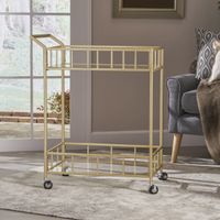 Falon Indoor Modern Bar Cart with Tempered Glass by Christopher Knight Home - N/A - Gold