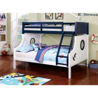 Furniture of America Willem Twin over Full Bunk Bed in Blue and White