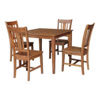 36 x 36 in. Solid Wood Dining Table with 4 Splatback Chairs - 5 Piece Set - 36" x 36" x 30" - Distressed Oak