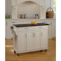 Create-a-Cart White Kitchen Cart with Black Granite Top - Kitchen Cart - Granite/Marble