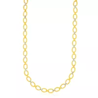 14k Two Tone Gold Multi Textured Oval Link Fancy Necklace (18 Inch)