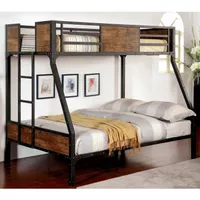 Industrial Metal Twin Over Full Bunk Bed...