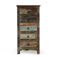 Swint Boho Handcrafted 5 Drawer Chest by Christopher Knight Home - 20.00" W x 16.00" D x 41.00" H - 20.00" W x 16.00" D x 41.00" H - Multi-Colored + Natural
