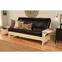 Copper Grove Dixie Futon Frame in Antique White Wood with Innerspring Mattress - Oregon Trail Black