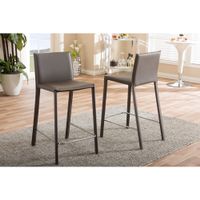 Modern Faux Leather 26" Counter Stool by Baxton Studio - Set of 2 - Taupe - Counter height