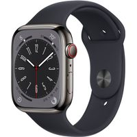 Apple Watch Series 8 (GPS + Cellular) 45mm Stainless Steel Case with Midnight Sport Band - M/L - Midnight
